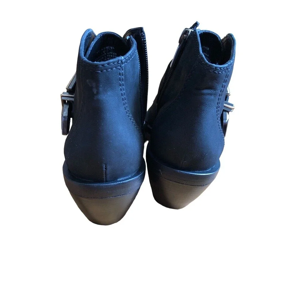NWOT&NB Vince Camuto Leather Nubuck Suede Ashena Western Bootie Black Size 7 - Picture 4 of 9